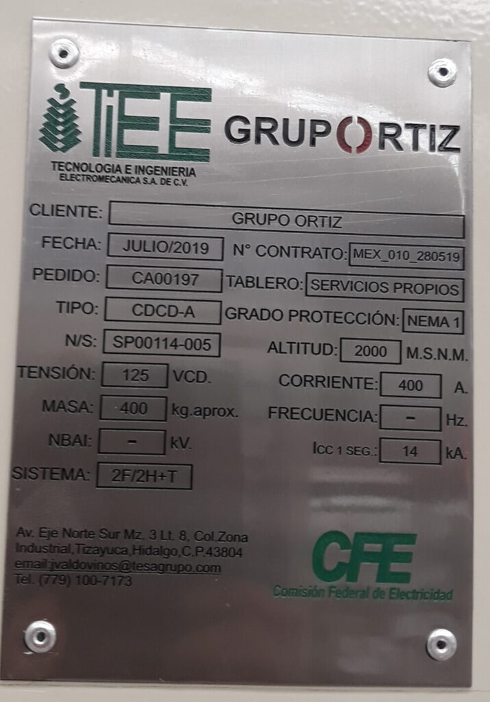 placa grabada en acero inox personalizada para placa de datos